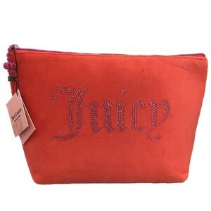 Juicy Couture Large Toiletry Bag, Velour Pink, Includes 1 Travel Toiletry Bottle